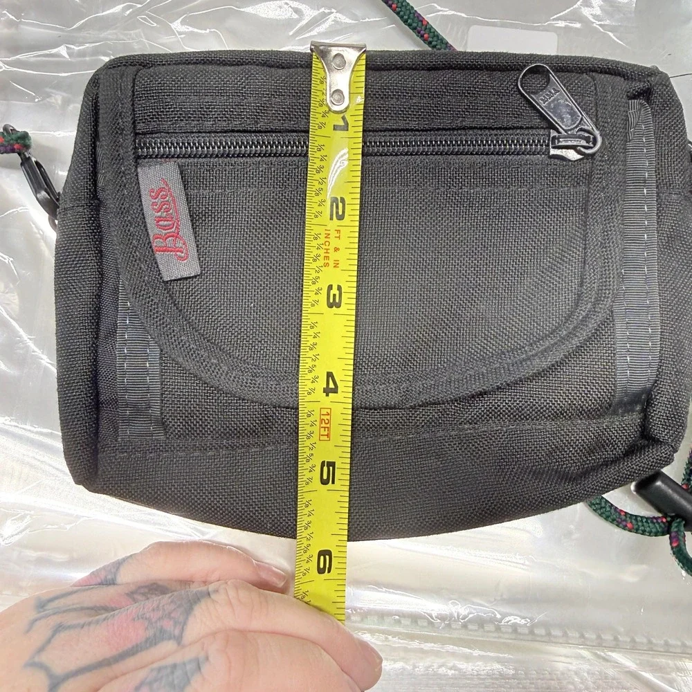 Bass Crossbody Bag Unisex Small Black Canvas Vintage Gorpcore Utility Pouch